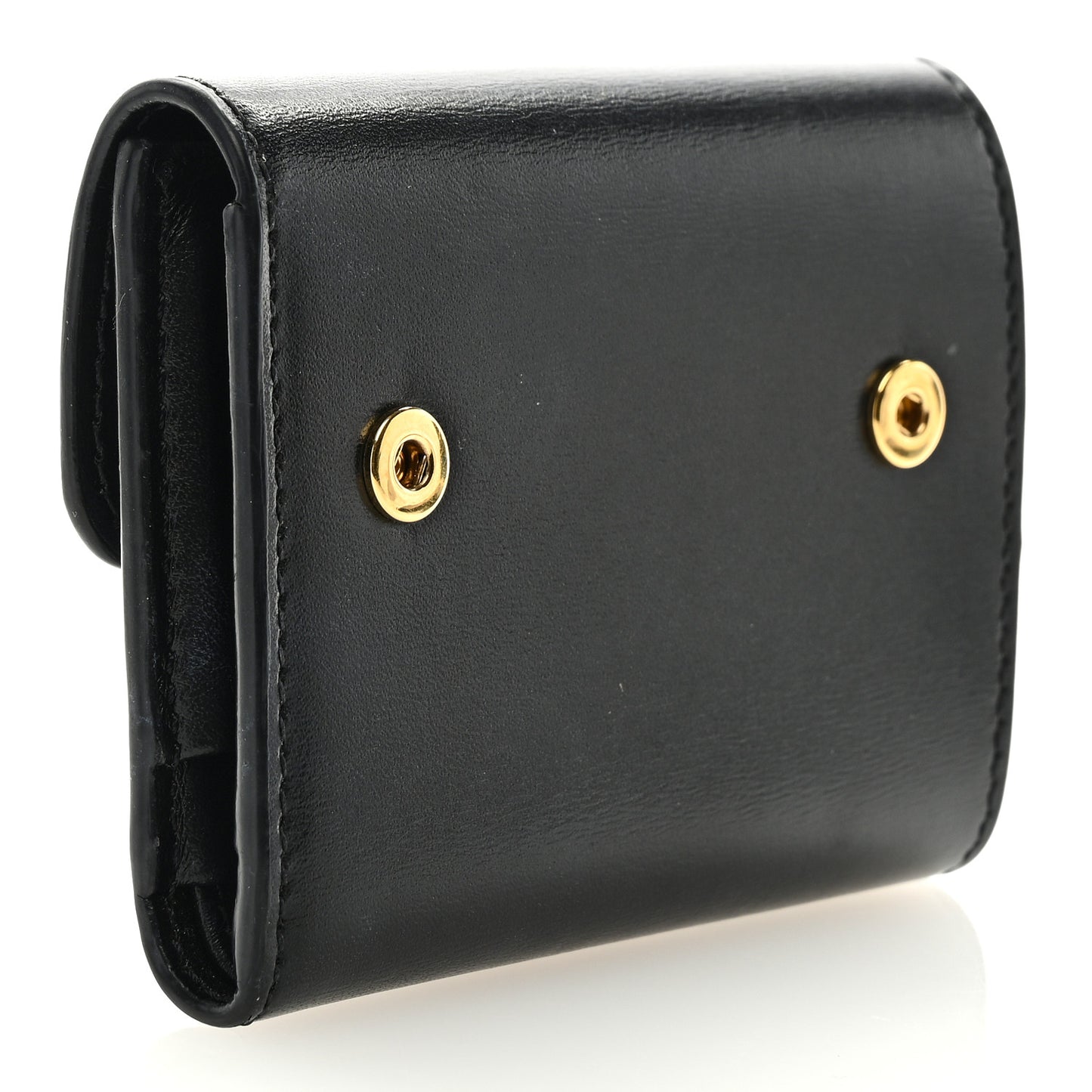 Calfskin Compact Triomphe Wallet With Coin Purse Black