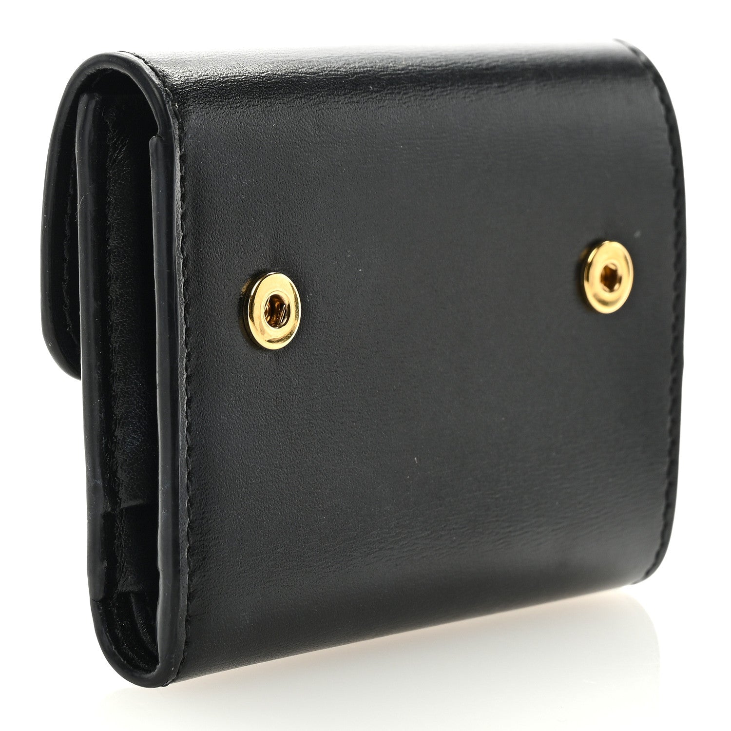 Celine Calfskin Compact Triomphe Wallet With Coin Purse Black 4 of 7