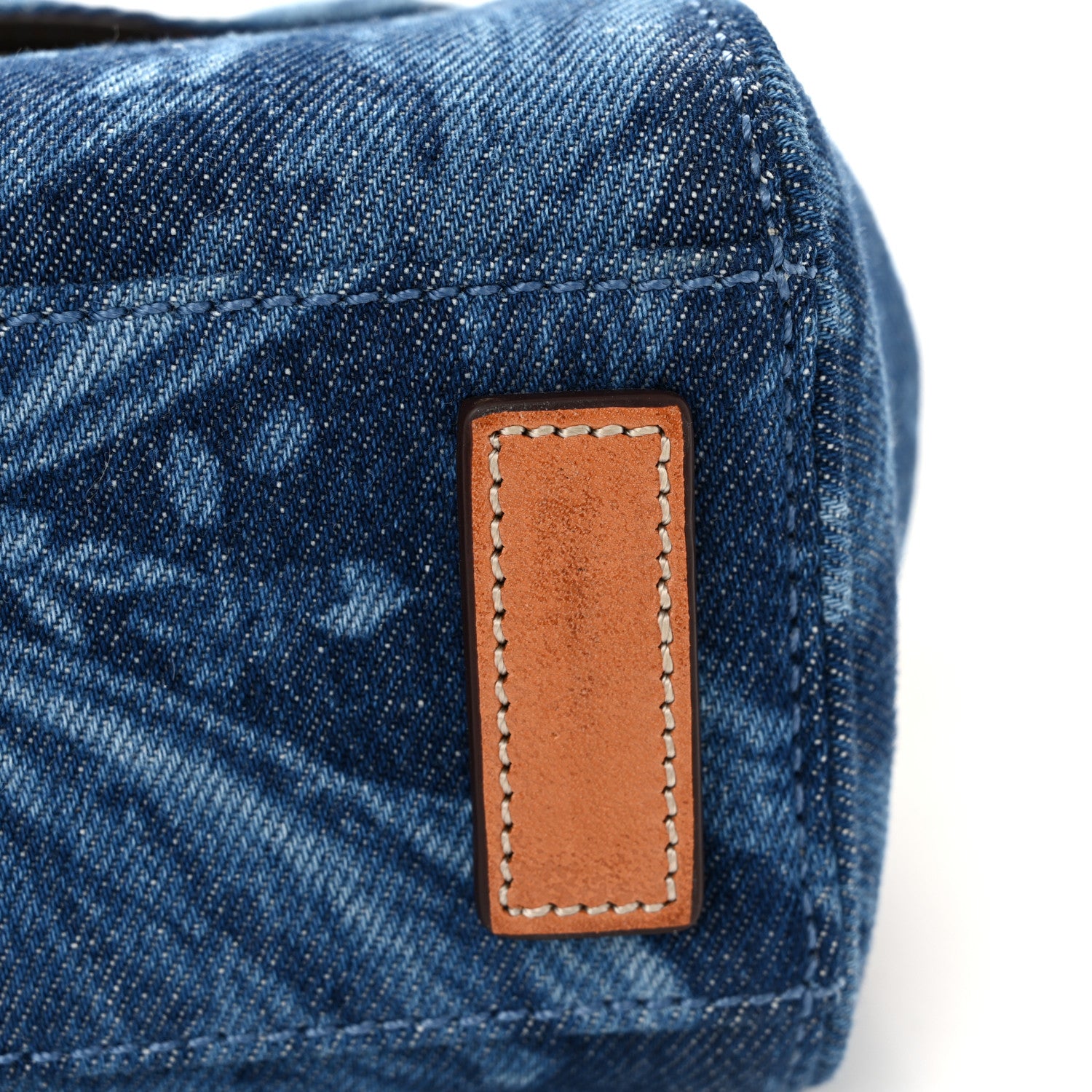 Versace Denim Barocco Small La Medusa Chain Top Handle Handbag