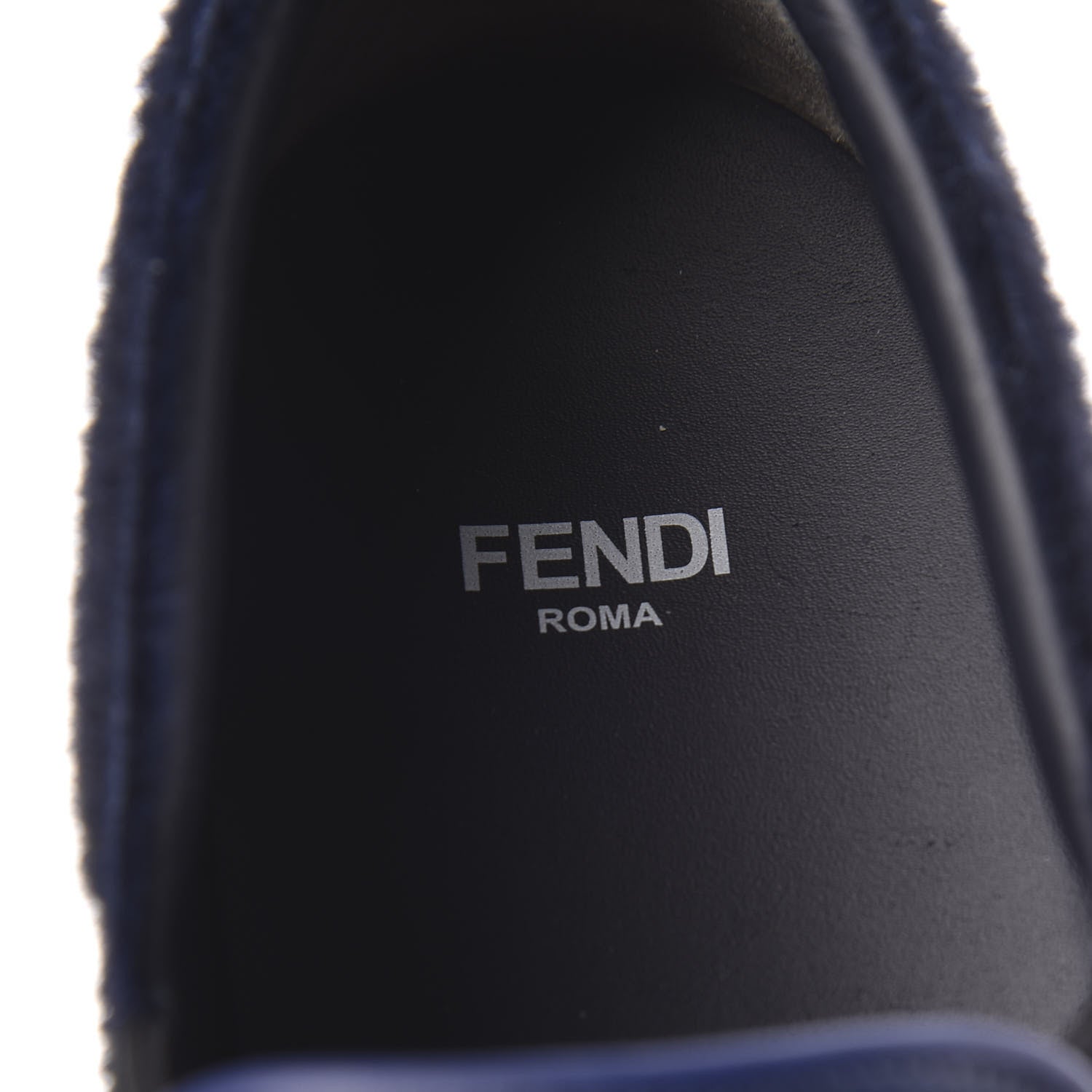 Fendi Cavallino VItello Monster Eyes Slip On Sneakers 39 Blue 6 of 8
