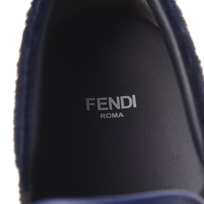 Fendi Cavallino VItello Monster Eyes Slip On Sneakers 39 Blue 6 of 8