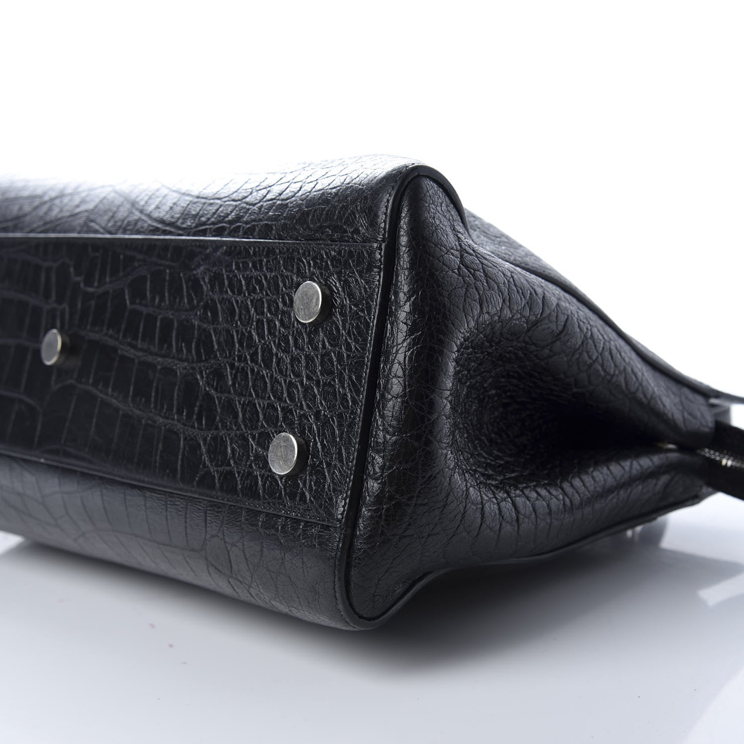 Saint Laurent Calfskin Crocodile Embossed Medium Cabas Rive Gauche Black 10 of 11