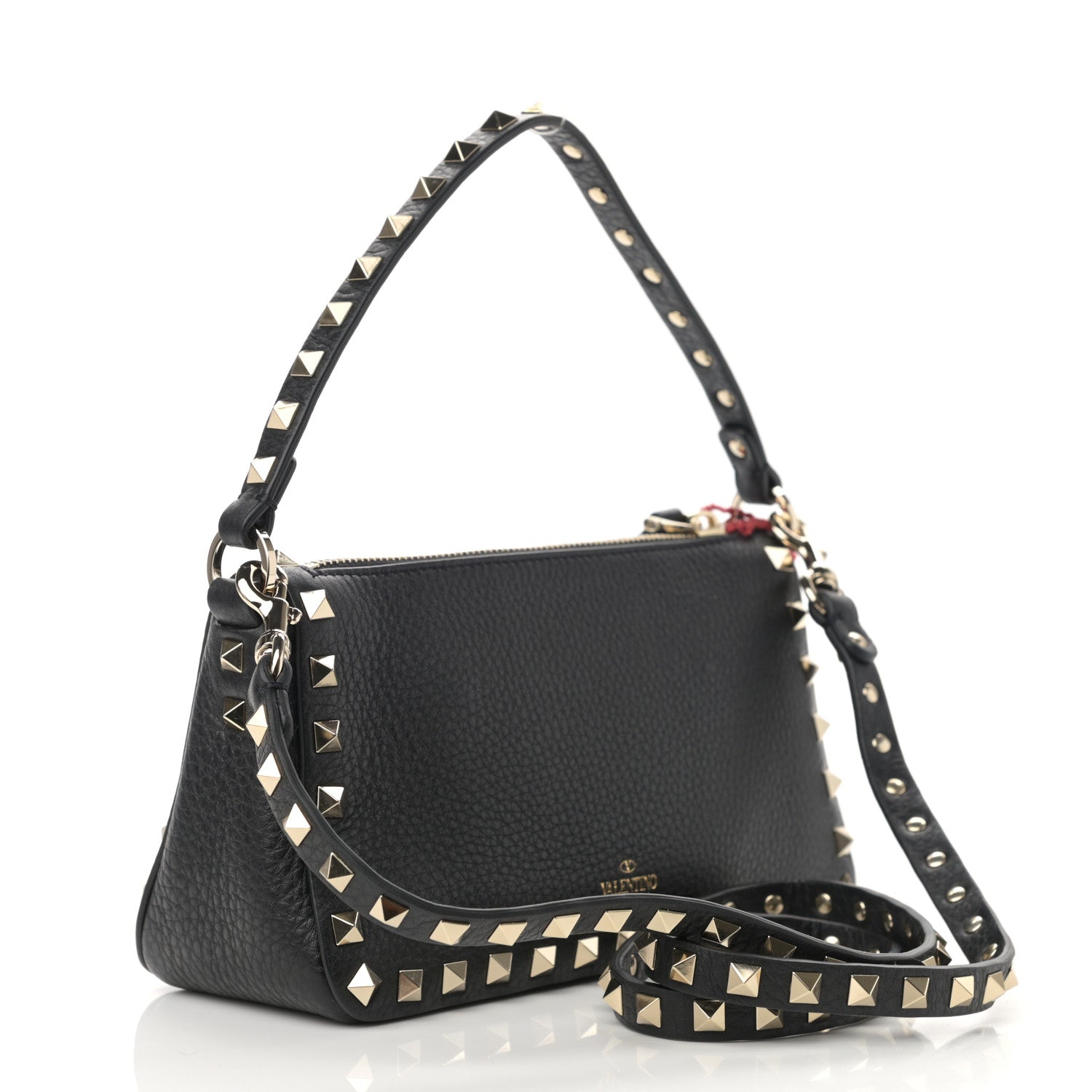 Valentino Garavani Pebbled Calfskin Small Rockstud Flip Lock Shoulder Bag Black 3 of 7