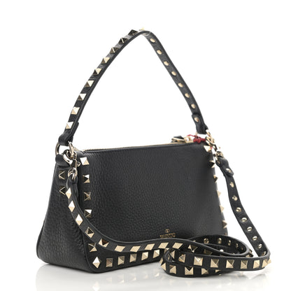 Valentino Garavani Pebbled Calfskin Small Rockstud Flip Lock Shoulder Bag Black 3 of 7