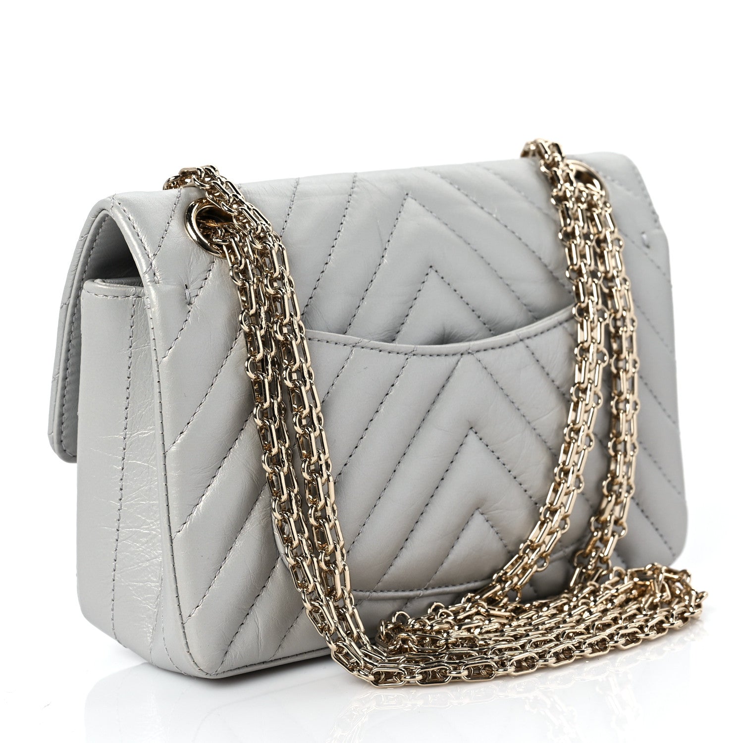 Chanel Metallic Aged Calfskin Chevron Quilted 2.55 Reissue Mini Flap Silver 3 of 9
