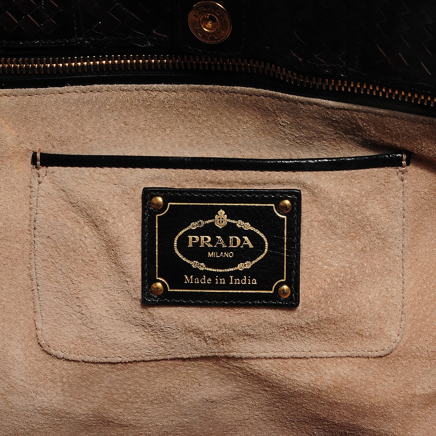 Goatskin Woven Large Tote Moro Black