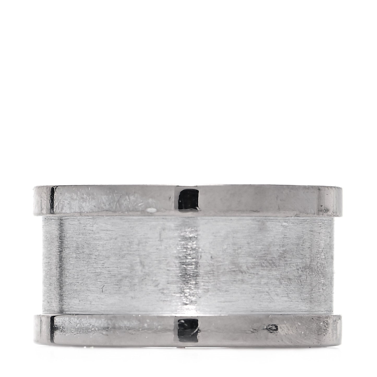 18K White Gold 10mm Logo De Cartier Ring 49 4.75