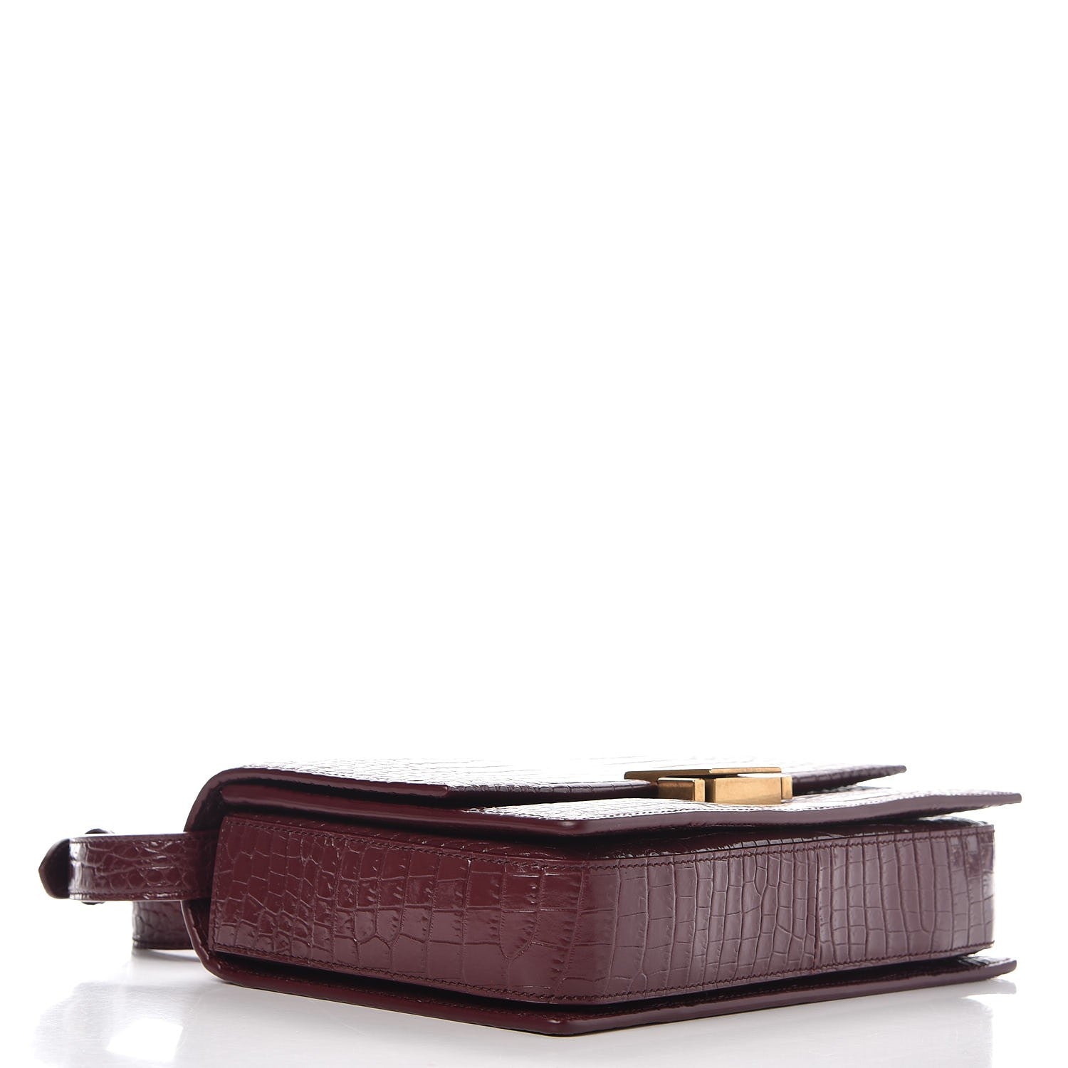 Saint Laurent Calfskin Crocodile Embossed Medium Bellechasse Satchel Rouge Legion 4 of 7