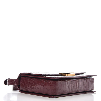 Saint Laurent Calfskin Crocodile Embossed Medium Bellechasse Satchel Rouge Legion 4 of 7