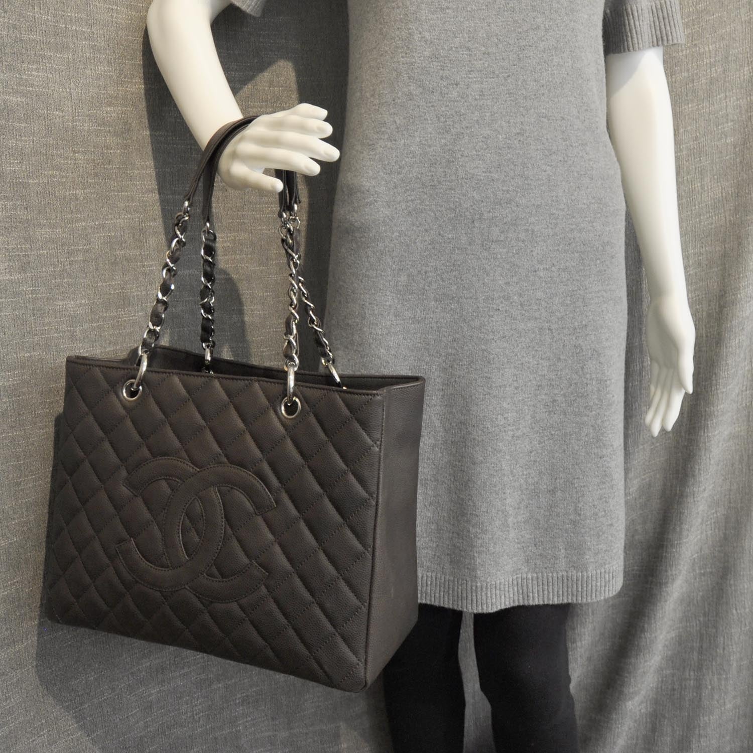 Chanel Caviar Grand Shopping Tote GST Dark Brown 3 of 11