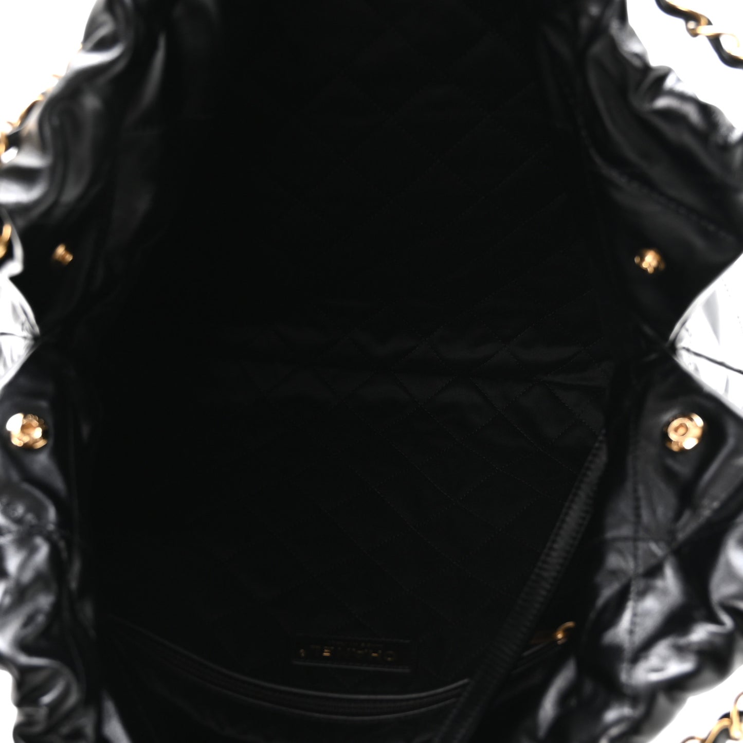 Shiny Calfskin Quilted Small Chanel 22 Black