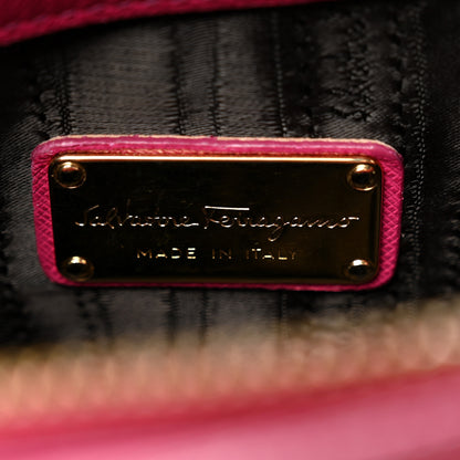 Salvatore Ferragamo Hammered Calfskin Batik Tote Pink 6 of 12