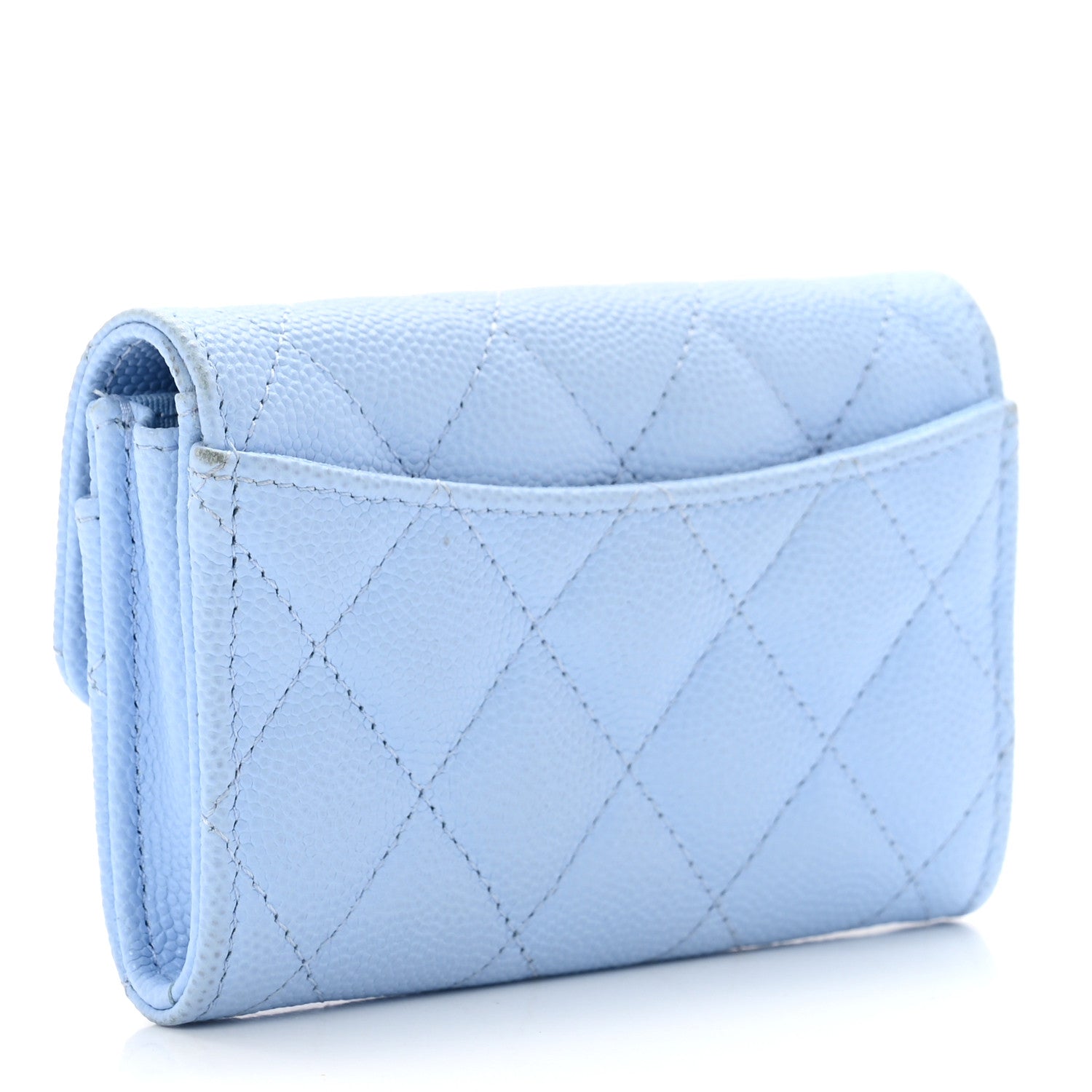 Chanel Caviar Quilted Flap Card Holder Wallet Light Blue 4 of 11