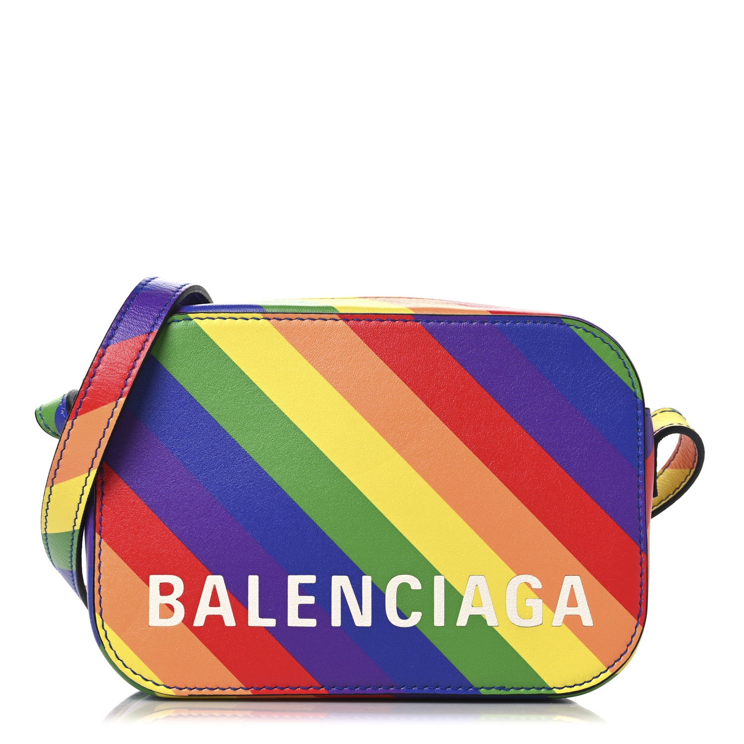 Balenciaga Smooth Calfskin Rainbow Logo XS Ville Camera Bag