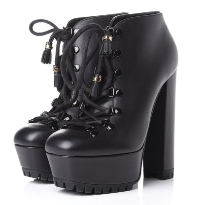 Gucci Calfskin Combat Platform Ankle Boots 38.5 Black 3 of 11