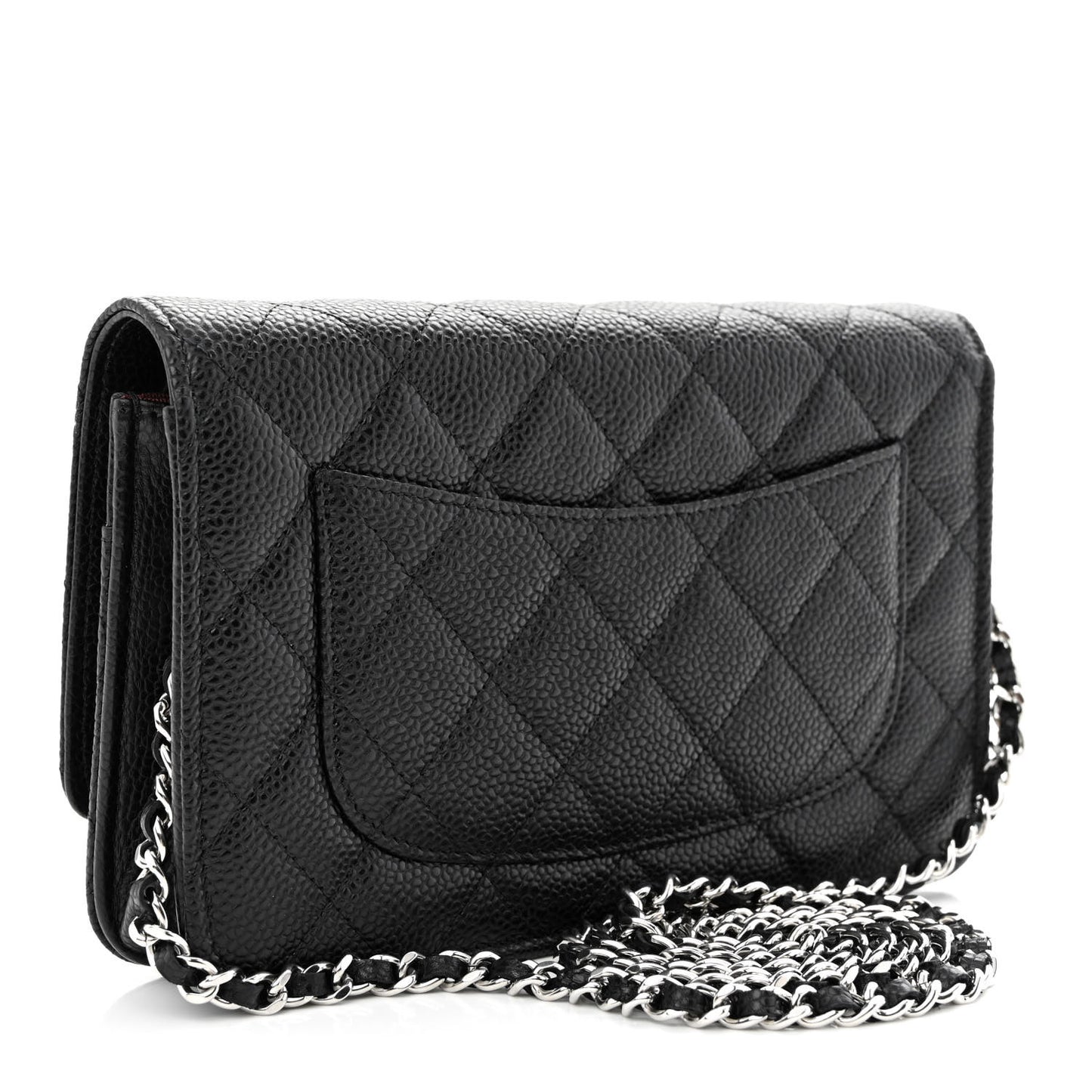 Caviar Quilted Wallet on Chain WOC Black