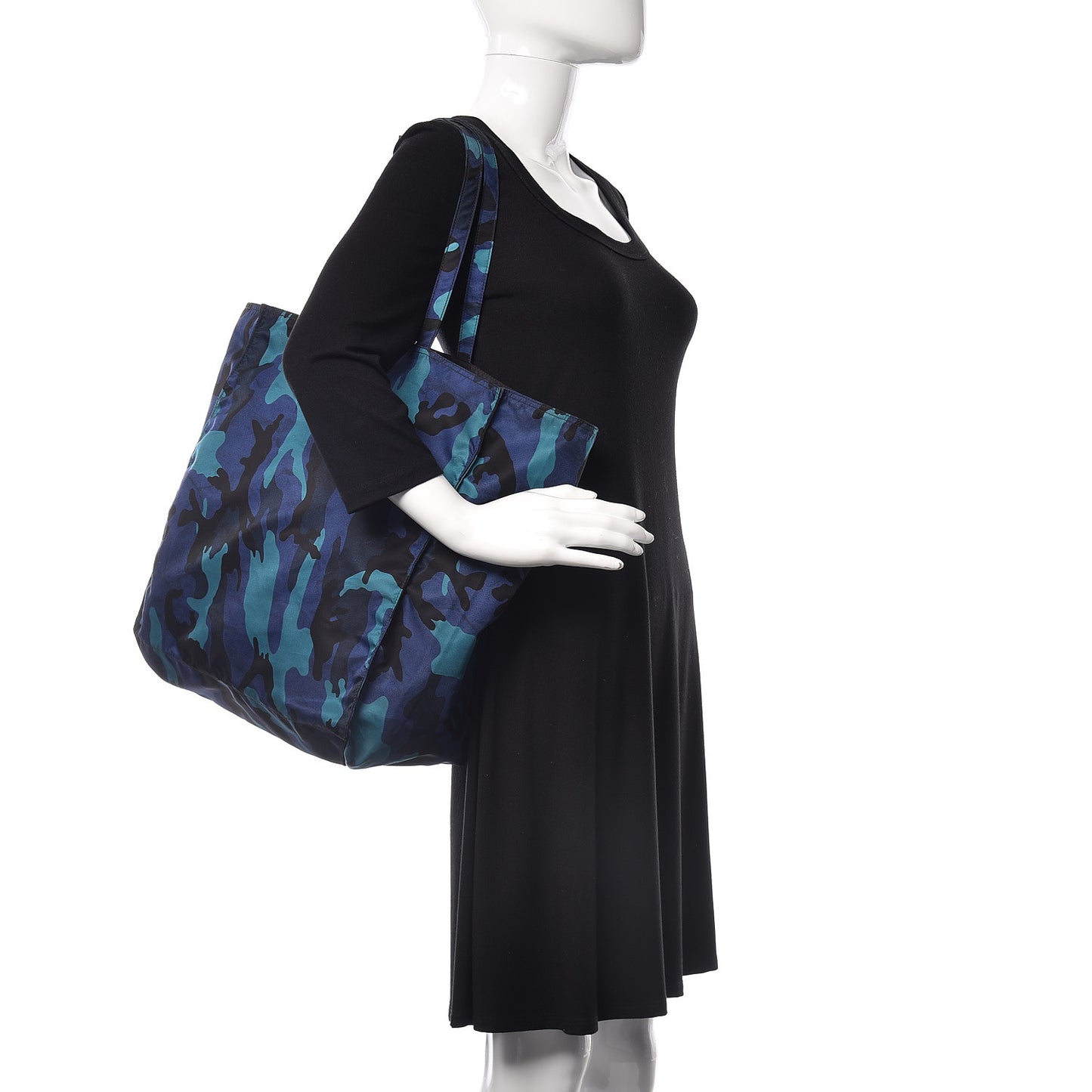 Tessuto Stampato Camouflage Shopping Tote Royal