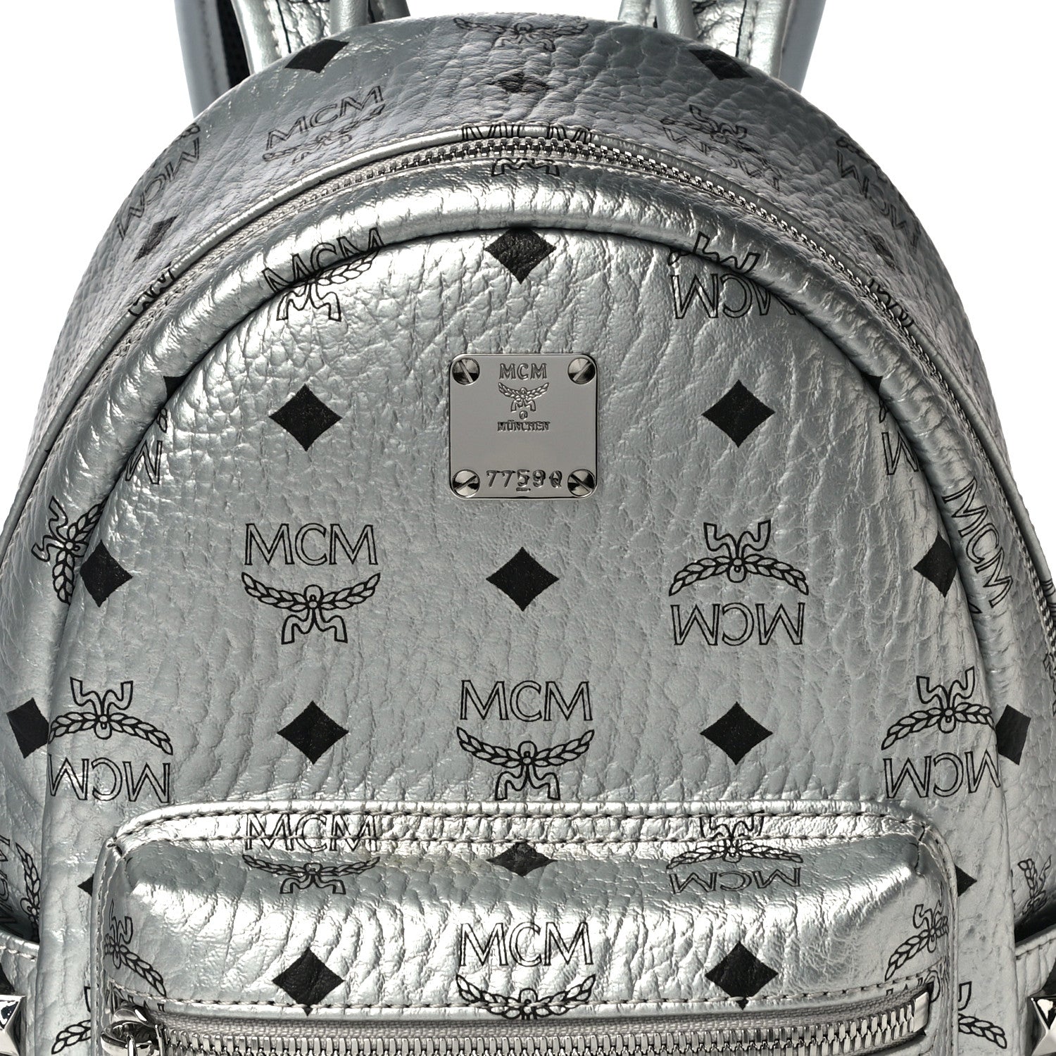 MCM Visetos Small Side Stud Stark Backpack Silver 7 of 9