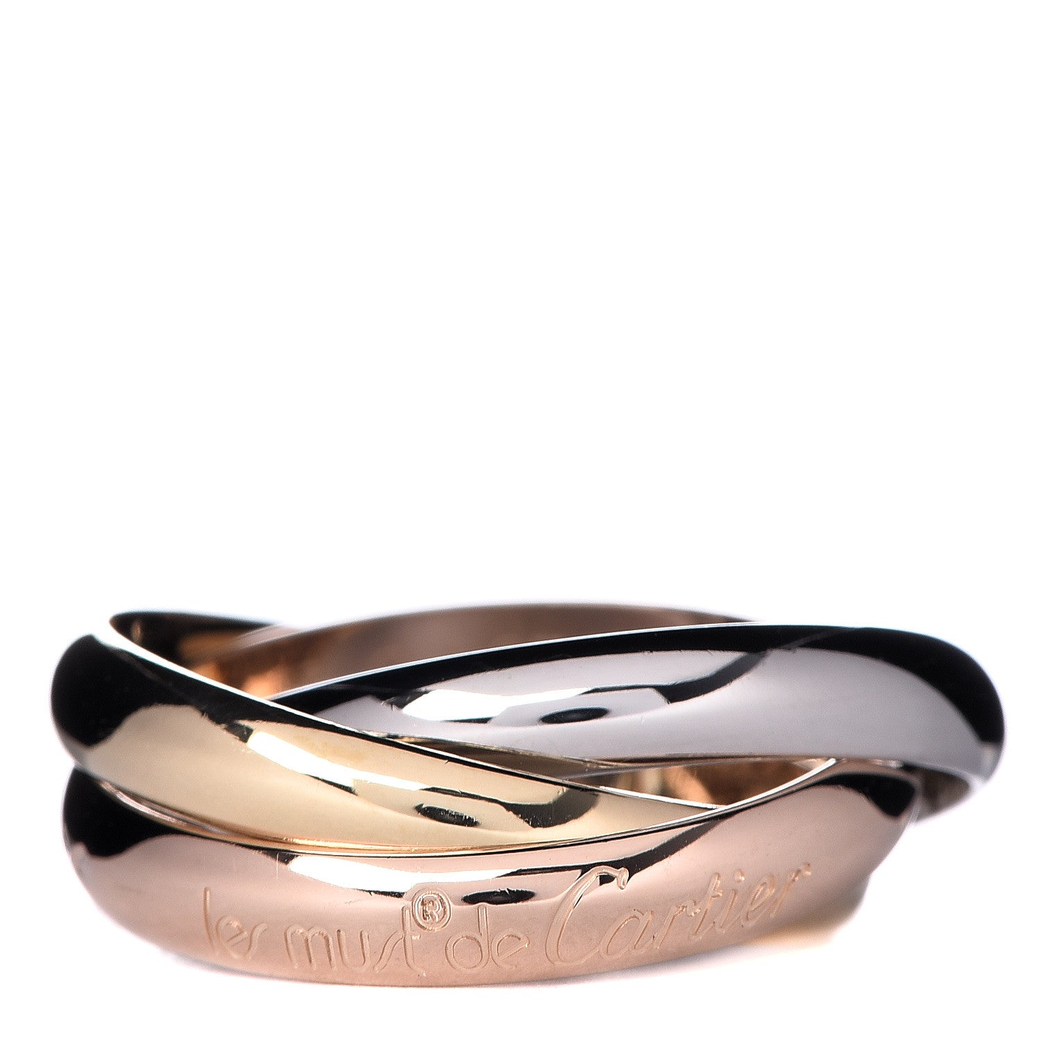 Cartier 18K Pink Yellow White Gold Classic Les Must De Trinity Ring 56 7.5 1 of 4