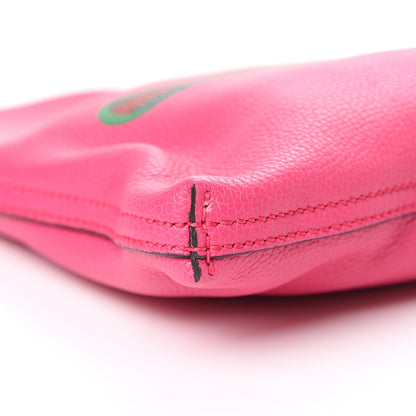 Gucci Pebbled Calfskin Medium Logo Portfolio Clutch Box Pink Green 7 of 8