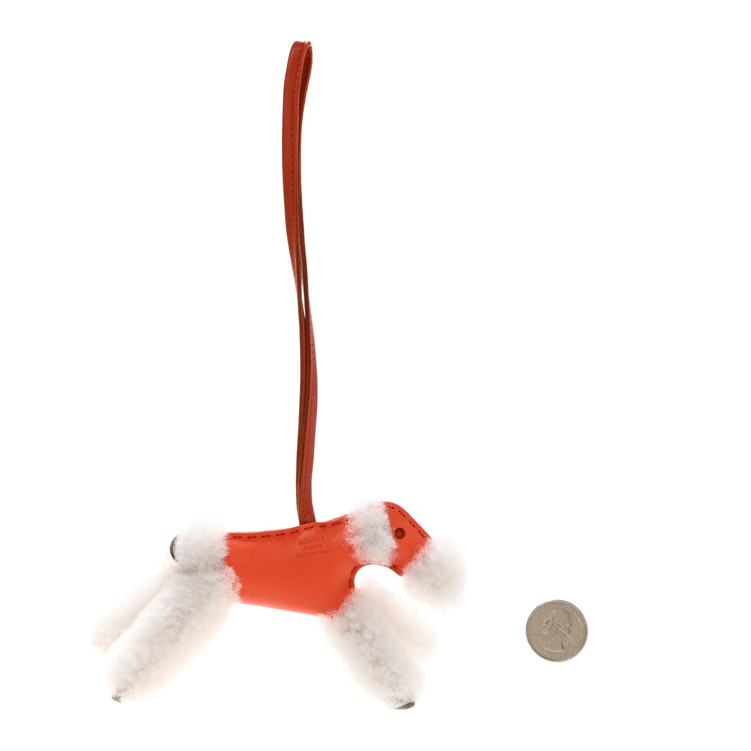 Hermes Milo Lambskin Shearling Budy Charm Orange Poppy 2 of 4