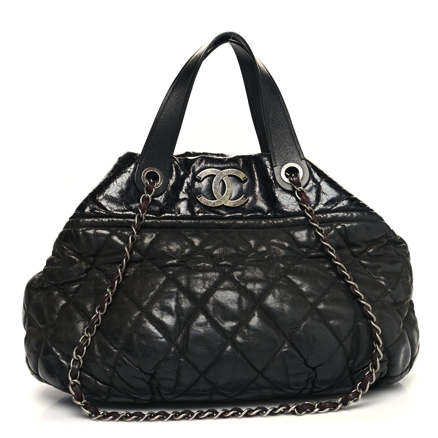 Iridescent Calfskin Small In The Mix Tote Black