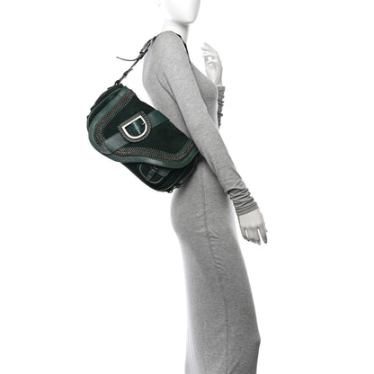 Christian Dior Suede Calfskin Medium Gaucho Double Saddle Green 2 of 18