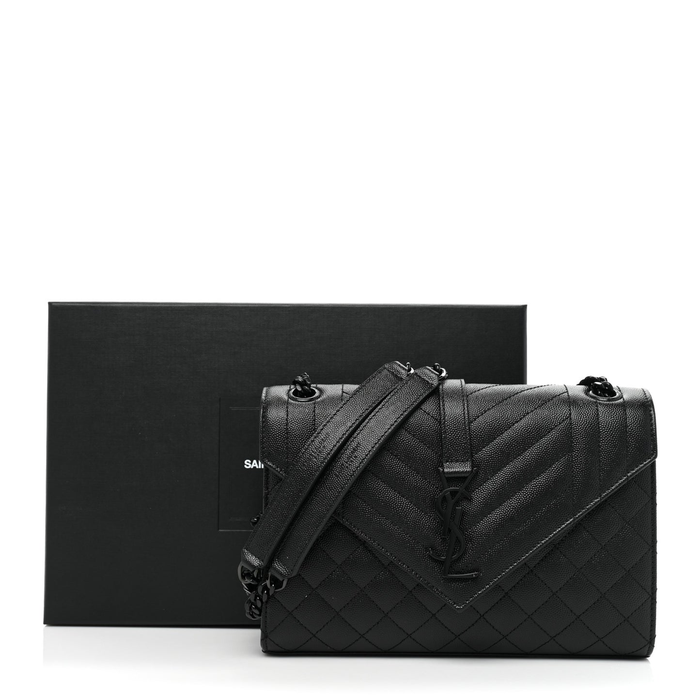 Grain De Poudre Textured Mixed Matelasse Triquilt Medium Monogram Satchel Black