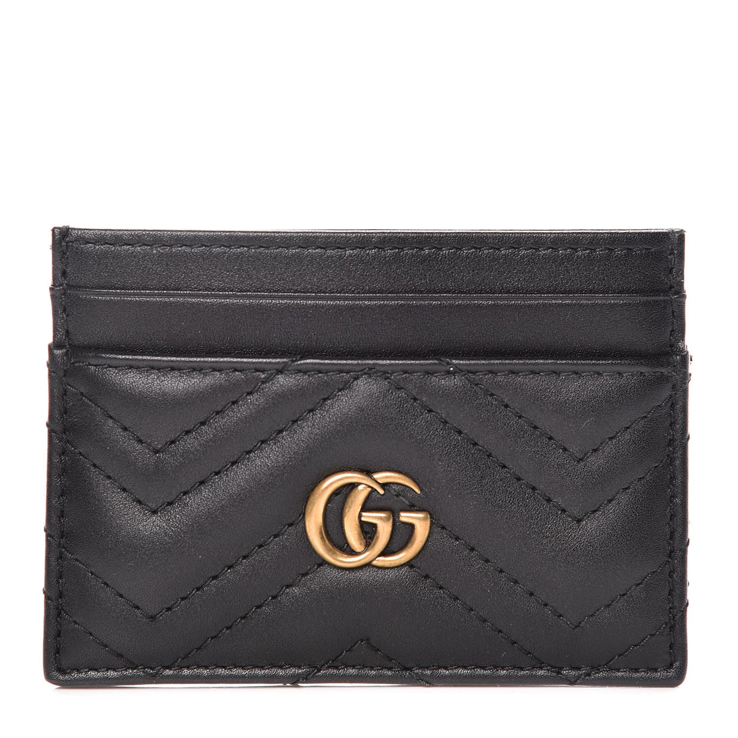 Calfskin Matelasse GG Marmont Card Holder Black