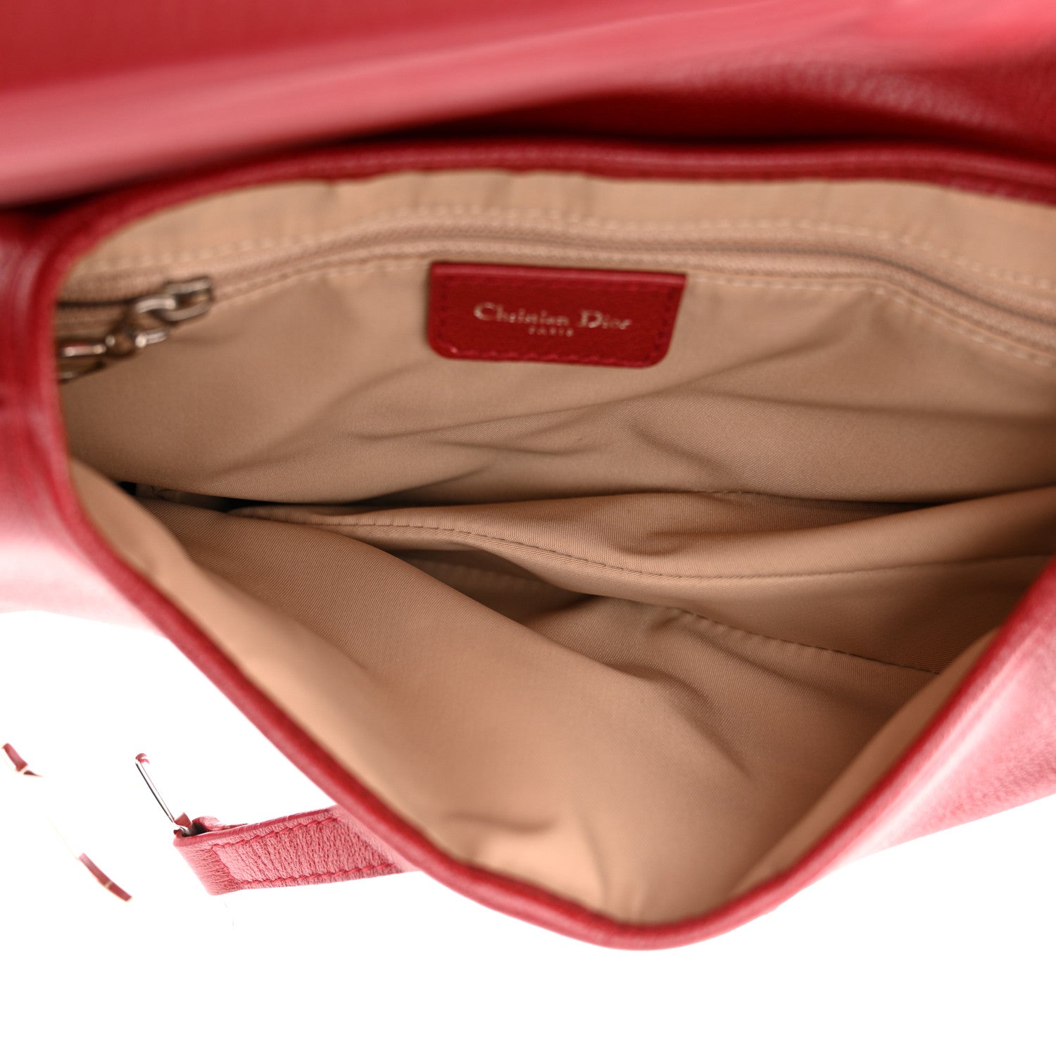 Christian Dior Shiny Goatskin Saddle Bag Red 5 of 10