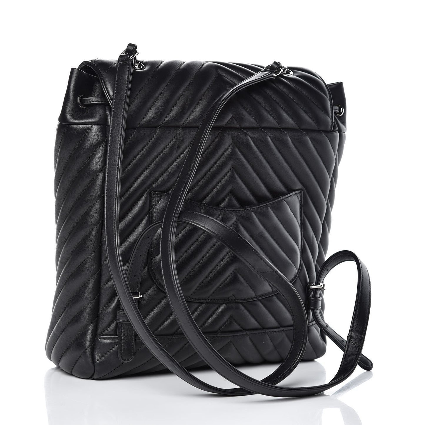 Calfskin Chevron Quilted Large Urban Spirit Backpack Black