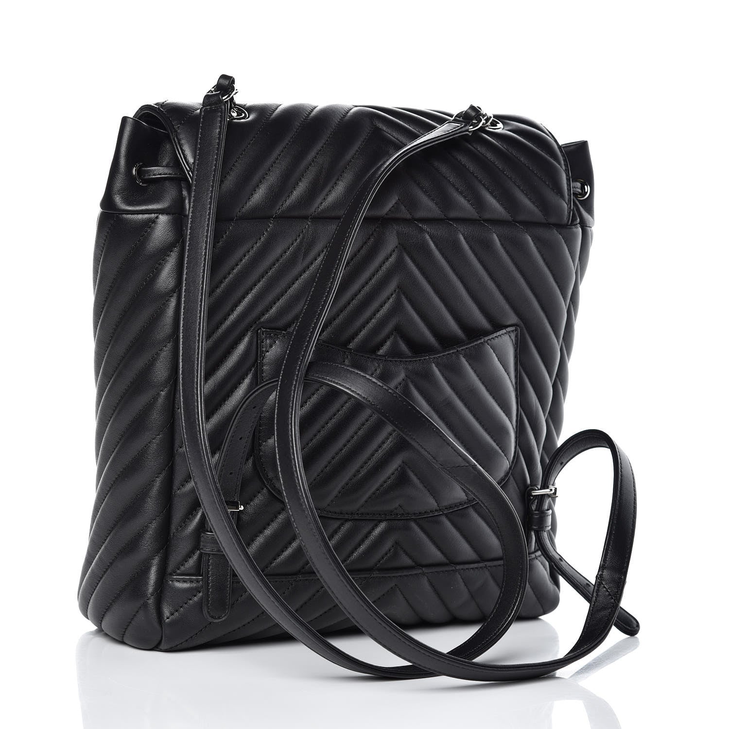 Chanel Calfskin Chevron Quilted Large Urban Spirit Backpack Black 3 of 10