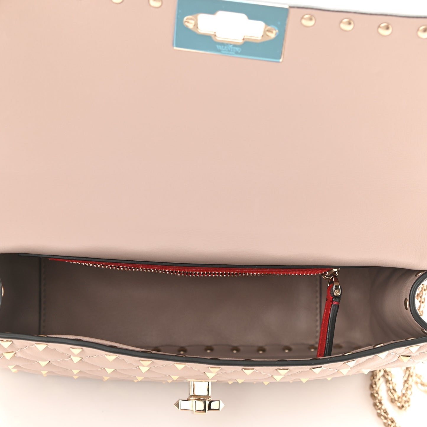 Lambskin Medium Rockstud Spike Shoulder Bag Poudre