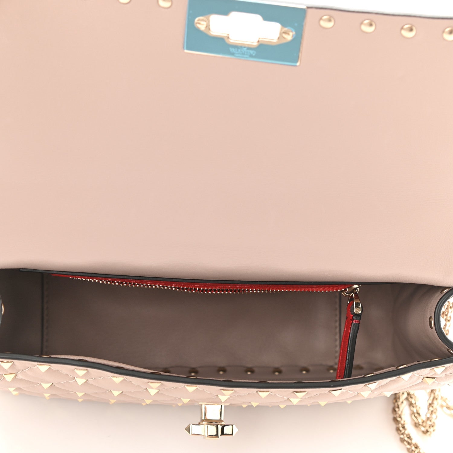 Valentino Garavani Lambskin Medium Rockstud Spike Shoulder Bag Poudre 5 of 7
