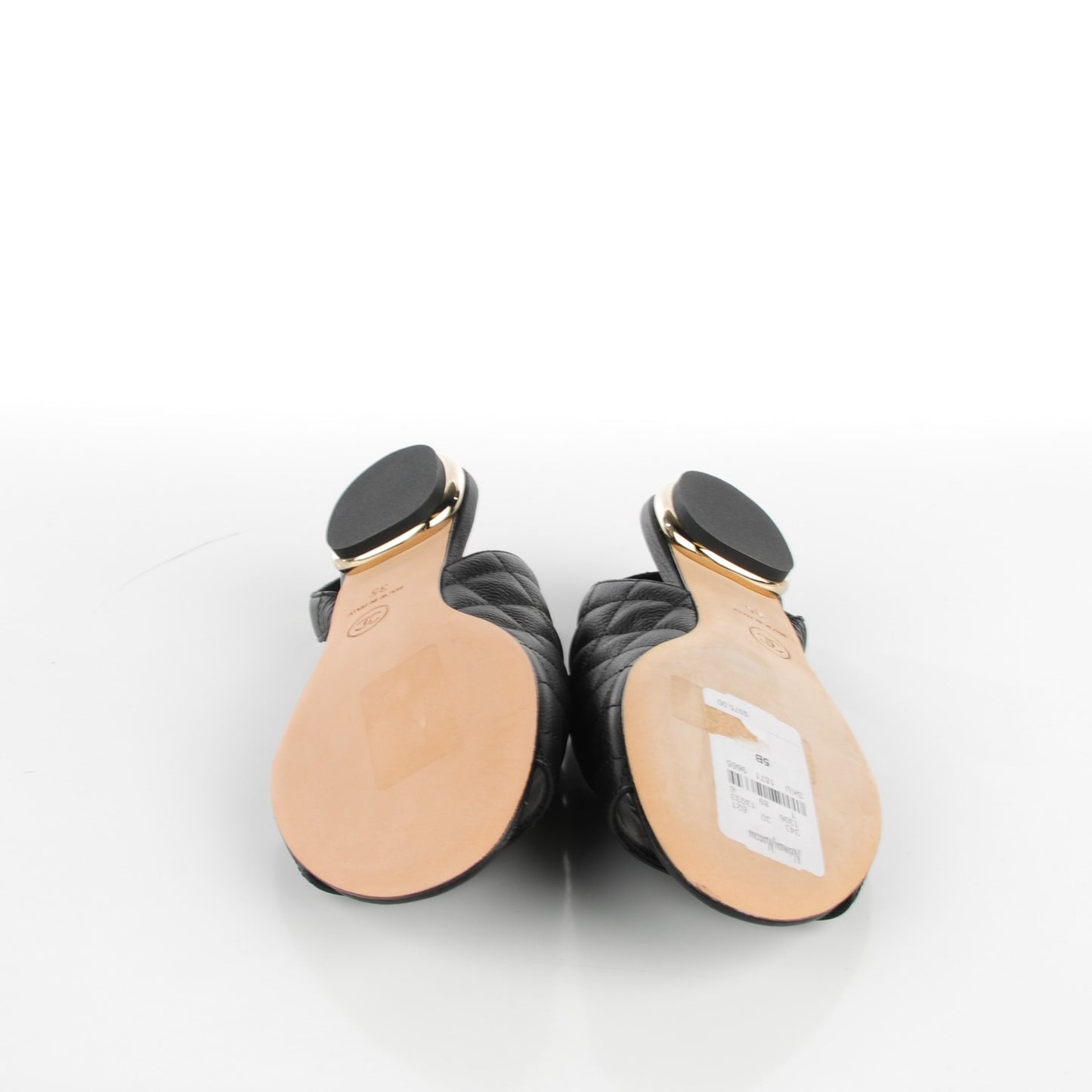 Calfskin Quilted Slingback Sandals 35 Black