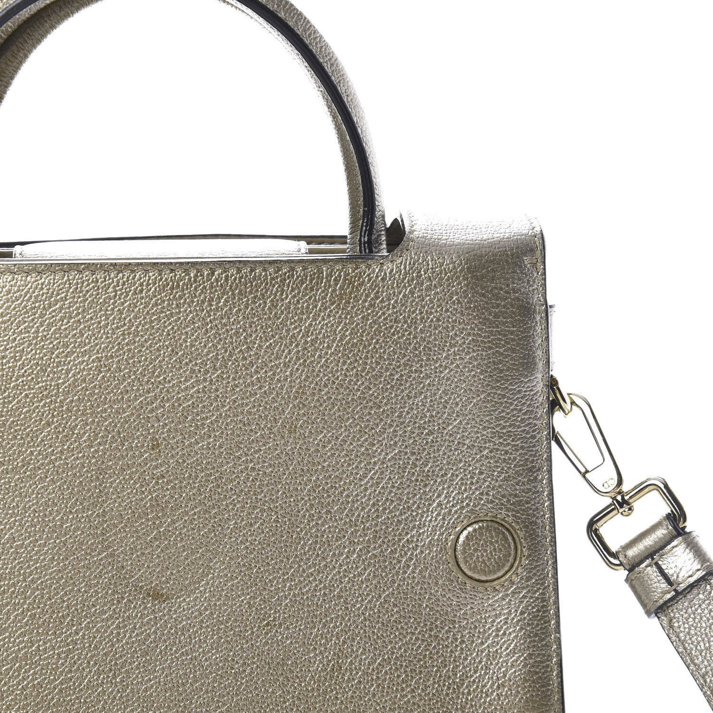 Metallic Grained Calfskin Mini Diorever Flap Bronze