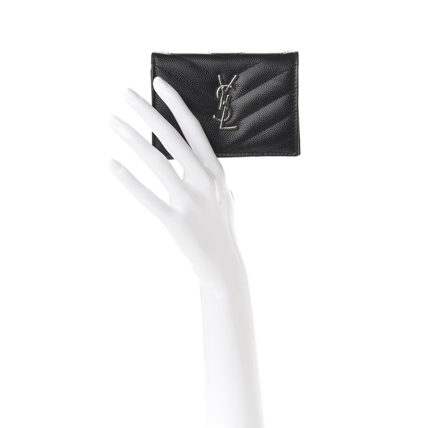 Grain De Poudre Matelasse Chevron Monogram Card Case Black