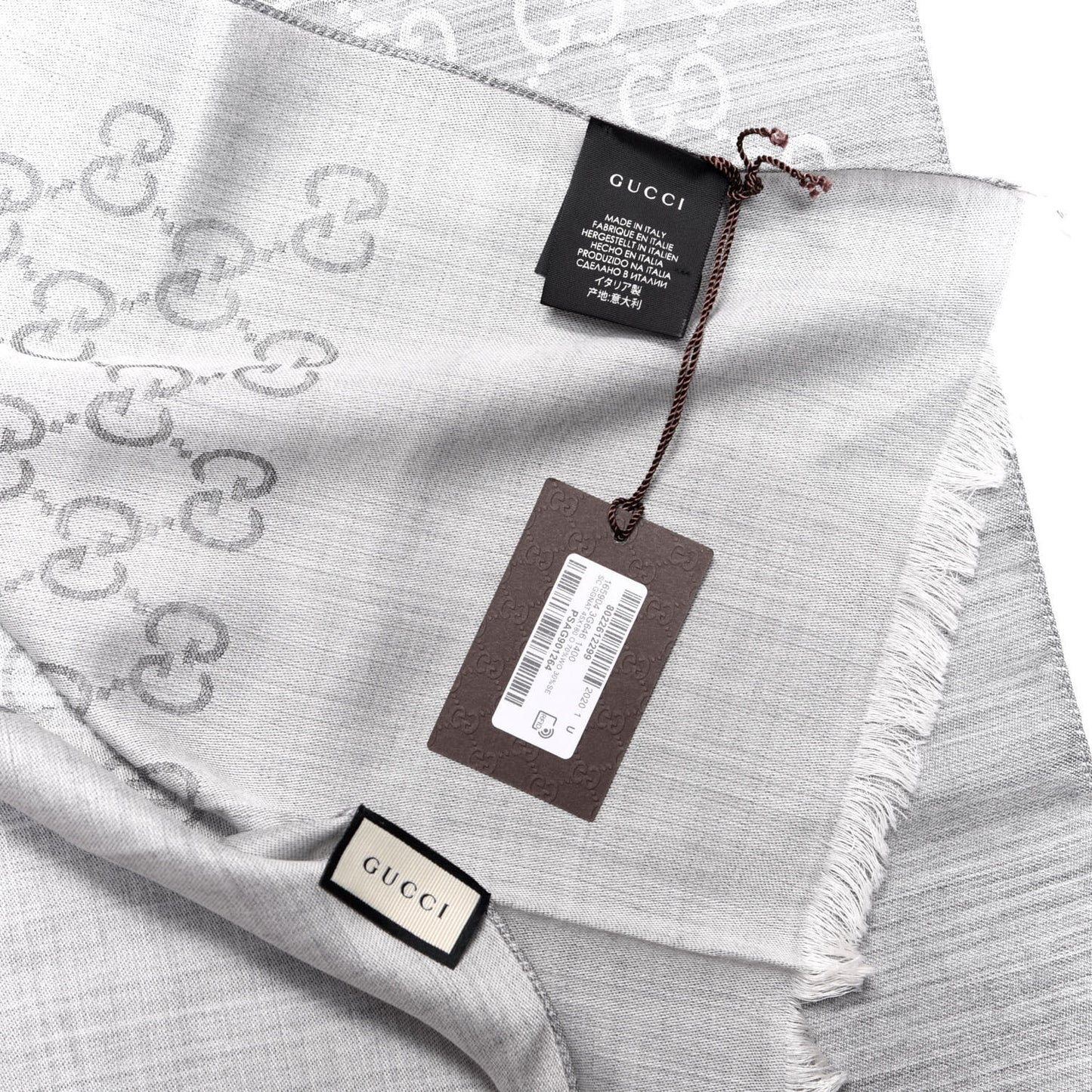 Wool Silk GG Monogram GGNat Scarf Lead