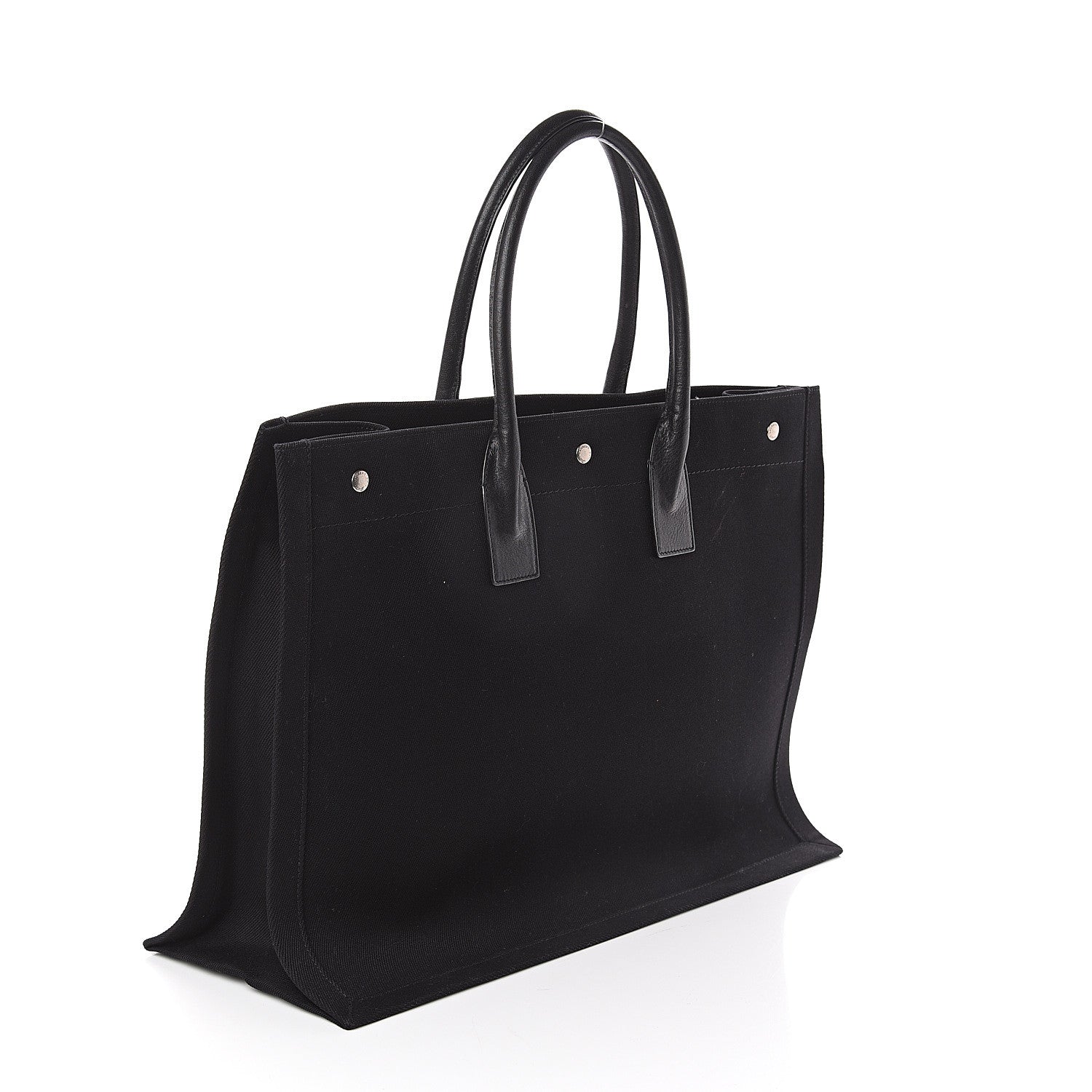 Saint Laurent Linen Calfskin Rive Gauche Tote Black 2 of 8