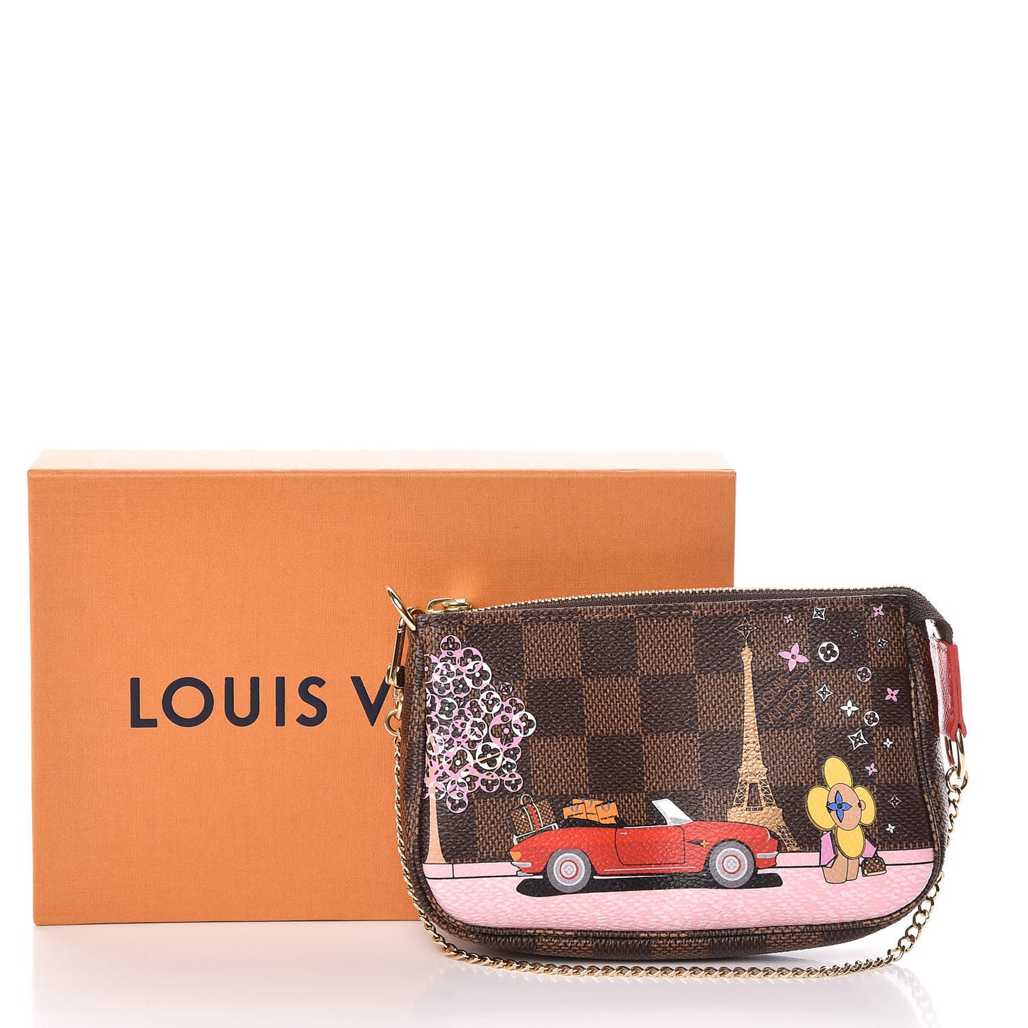 Damier Ebene 2019 Christmas Animation Mini Pochette Accessories Red