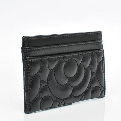 Chanel Lambskin Camellia Stitched Card Holder Black 3 of 8