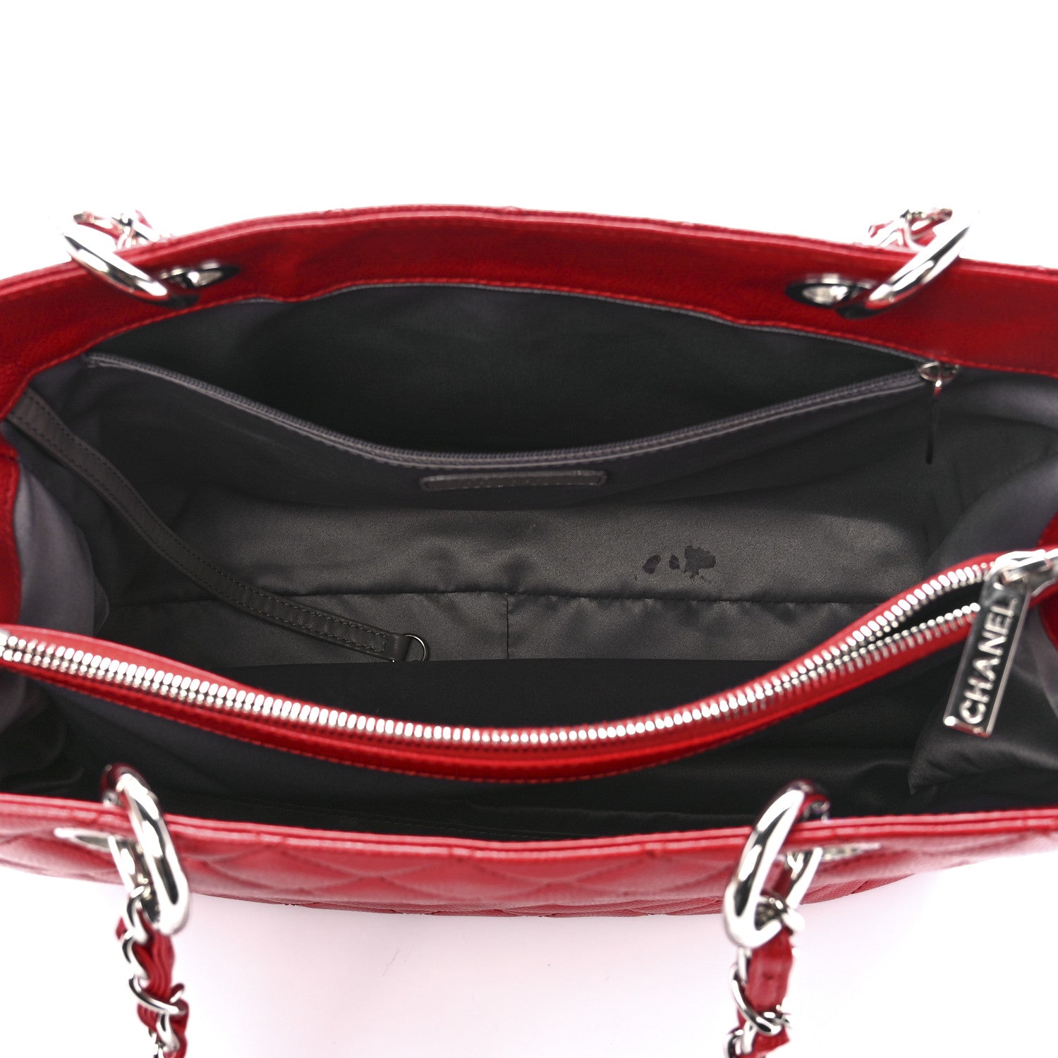 Chanel Caviar Quilted Grand Shopping Tote GST Red 5 of 11