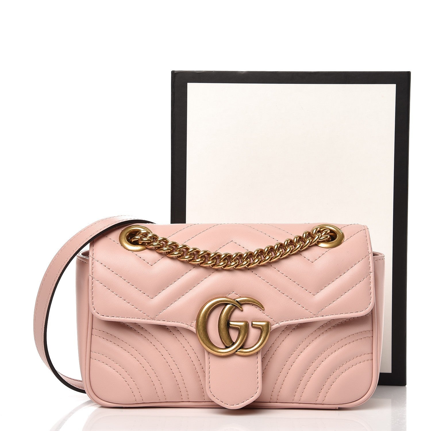Gucci Calfskin Matelasse Mini GG Marmont Shoulder Bag Perfect Pink 8 of 8