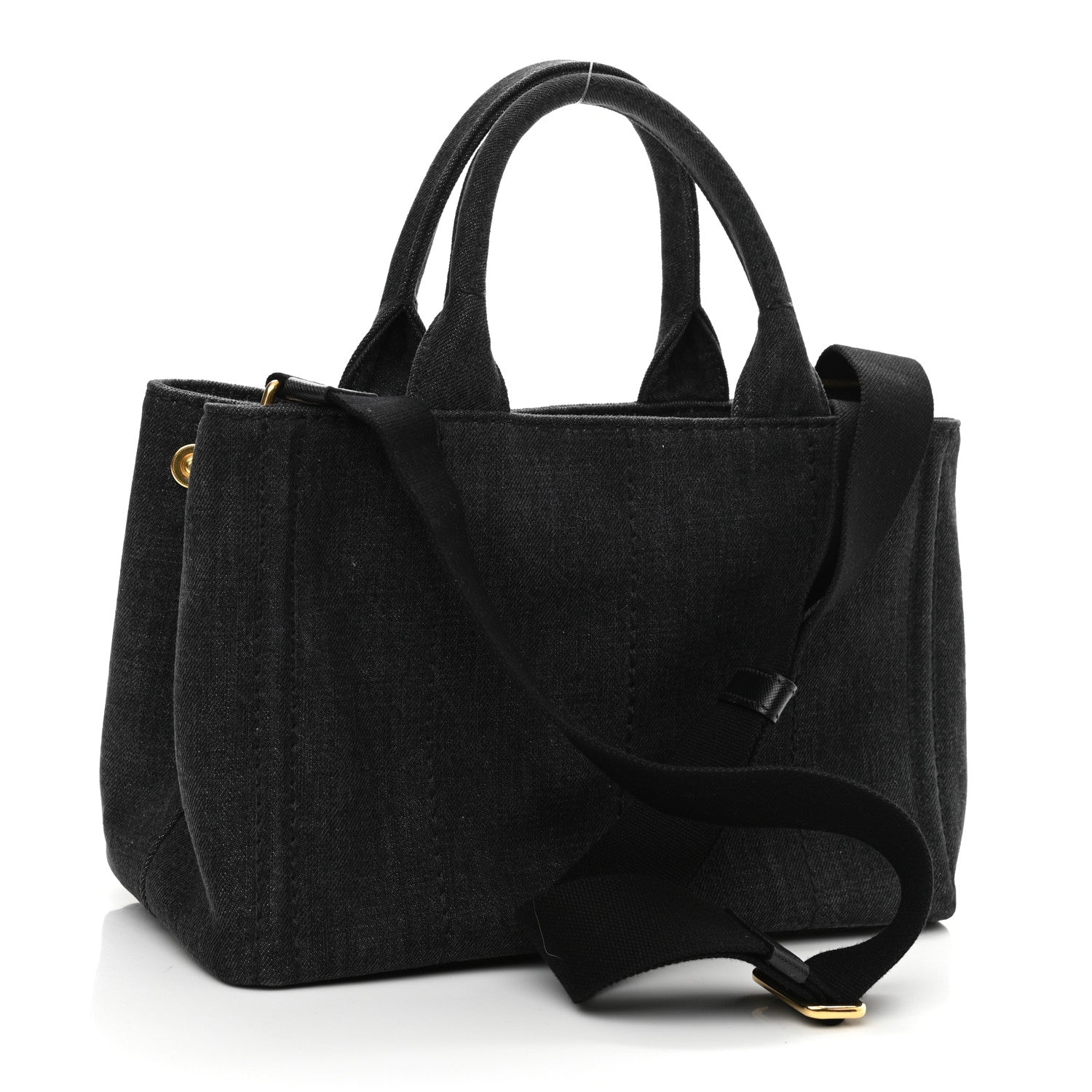 Prada Denim Small Logo Tote Black 3 of 9