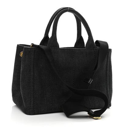 Prada Denim Small Logo Tote Black 3 of 9