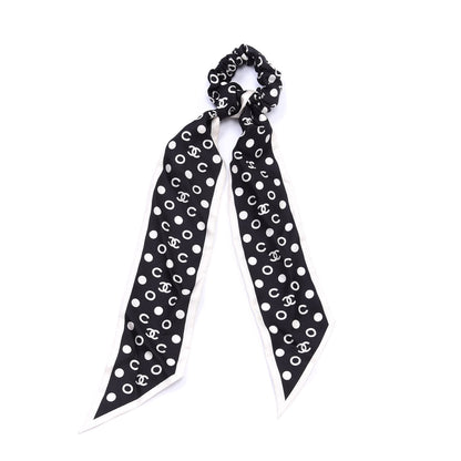 Chanel Silk CC Twilly Hair Tie Black White 1 of 3
