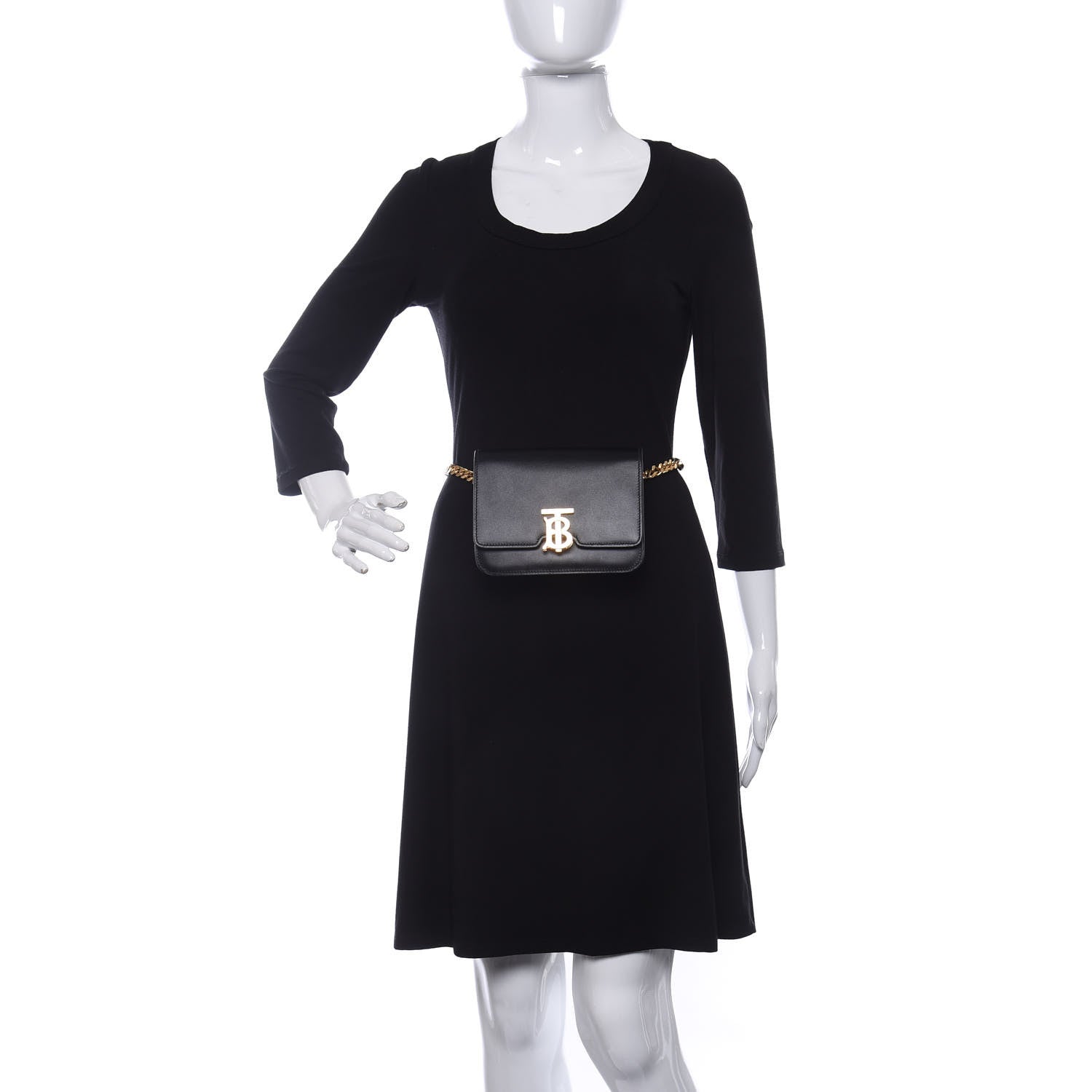 Burberry Calfskin TB Chain Belt Bag Black 2 of 9