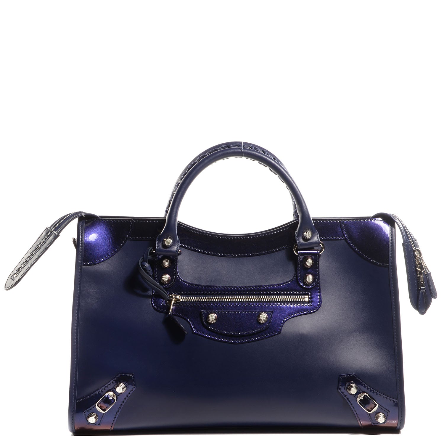 Balenciaga Smooth Calfskin Metallic Patent Giant 12 Silver Hardware City Ultraviolet 1 of 11