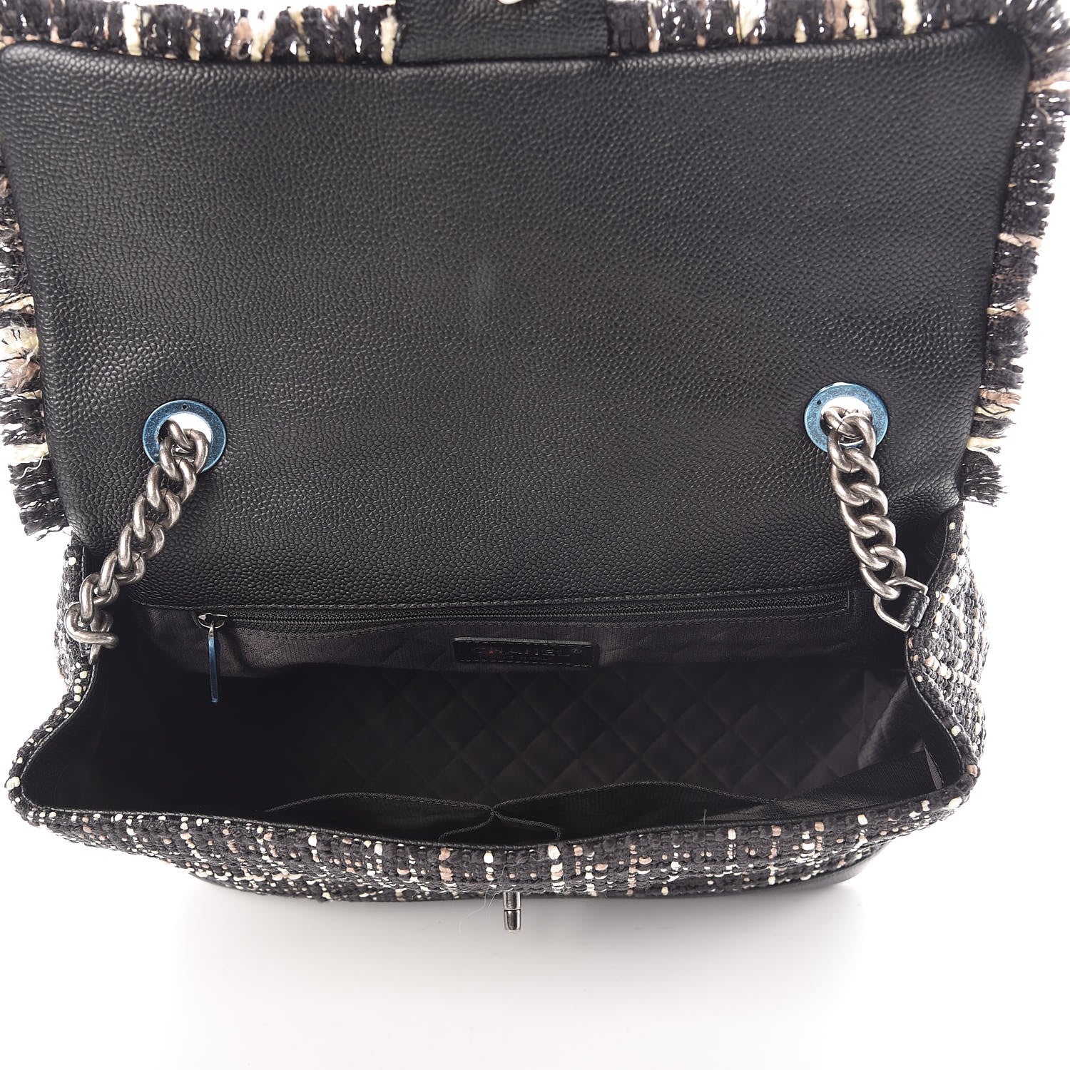 Chanel Tweed Trip Top Handle Flap Black 5 of 10