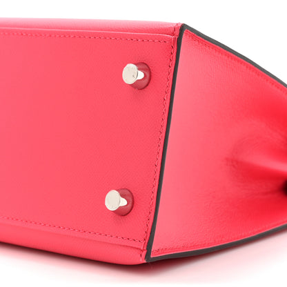 Hermes Madame Calfskin Kelly Sellier 25 Rose Extreme Rouge Piment 9 of 15